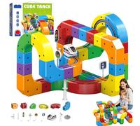 Train Track Fusion Set for Kids, 2026 New Flexible 3D Race Car Toy with Electric Train & Traffic Signs, DIY Educational Building Toys for Boys and Girls Learning 81PCS