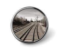 Train Track Round Badge Brooch Lightweight Lapel Tie Pins Unique Gifts Metal Brooch Badge For Hat Shirt Clothing Bags Decoration