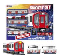 Train Track Set- Retro Electric Subway Toy | Light Sound Railway Playset | Educational Vehicle Game | Battery Powered City Rail Kit | Kids Learning Gift Age Four Ten Boys Girls