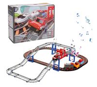 Train Track Toys for Boys, 110 Pcs Accessories DIY kids Toys, Electric Train and Highway car Toy Set With Lights and Sounds, Christmas Tr ain Toy Set Gift for 3 + Year Boys Girls