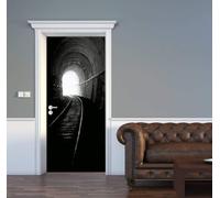 Train Tracks Door Stickers for Interior Doors Tunnels 3D Door Sticker Murals Decals Wallpaper Self Adhesive Waterproof Poster for Bedroom Living Bathroom 80x200 cm d-561