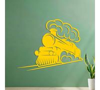 Train Tracks Railway Locomotive Little Boy Wall Decals PVC Do not Damage the wall Surface 54.6x69.9cm Yellow