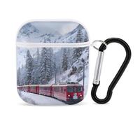 Train Travels Through Snowy Forests Novelty Earphone Case Cover Compatible for AirPods 1&2 Headphone Earbuds Cases