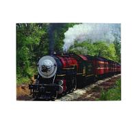 Train Vintage Steam Locomotive Trees,500 Pieces Puzzles for Adults-Wooden Jigsaw Puzzle for Adults Elderly