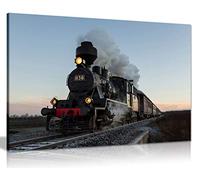 Train With Gray Smoke Steam Trains Canvas Wall Art Picture Print (36x24)
