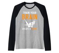 Train Your Brain Create A Crane Origami Paper Japanese Art Raglan Baseball Tee