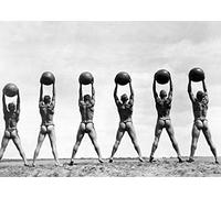Trained Men with Medicine Balls Black and White Greetings Card
