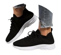 Trainer Sandals for Women UK Breathable Mesh Knitted Woven Walking Shoes Lightweight Wide Width Soft Sole Outdoor Sports Shoe Cute Womens Shoes Casual (Black, 4.5)