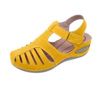 trainer sandals for women uk Orthopedic Sandals Women UK Closed Toe Wide Fit Wedge Shoes Lightweight Arch Support Ankle Strappy Plantar Fasciitis Slides Comfy prime.deals+of the day Yellow 4.5