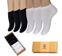 Trainer Socks Womens 4-7, Multipack 6 Pairs Bamboo Socks, No-Show Low-Cut Casual Socks, Invisible Ankle Ladies Socks - Perfect for Sports, Workouts and Everyday Wear (Black & White)