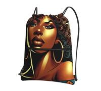 Trainer String Bags African-Woman-With-Curly-Hair Pull String Sport Bags Unisex Sports Back Pack Lightweight Drawstring Bag For Holidays Shopping Outdoor