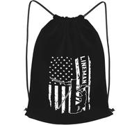 Trainer String Bags American Flag Electric Cable Lineman Pull String Sport Bags Lightweight Drawstring Backpack Waterproof Sports Back Pack For Outdoor Beach Yoga