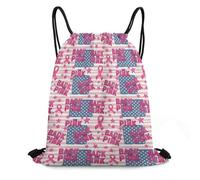 Trainer String Bags Back The Pink American Flag Breast Cancers Awareness Ribbon Gym Bag Waterproof Sports Back Pack Lightweight Pull String Sport Bags For Beach Yoga Holidays