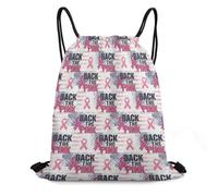 Trainer String Bags Back The Pink Ribbon American Flag Breast Cancers Awareness Pull String Sport Bags Waterproof Sports Back Pack Lightweight Gym Bag For Beach Yoga Holidays