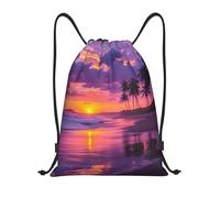 Trainer String Bags Beautiful Beach Sunset Pattern Drawstring Bag Waterproof Sports Back Pack Unisex Gym Bag For Yoga Holidays Sports