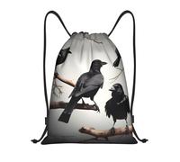 Trainer String Bags Black Crow Birds On A Branch String Swim Lightweight Sports Back Pack Unisex Swim Bag For Holidays Sports Beach