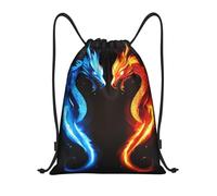 Trainer String Bags Blue And Oranges Dragon Serpents Clash Pull String Sport Bags Waterproof Drawstring Bag Lightweight Gym Bag For Yoga Outdoor Beach