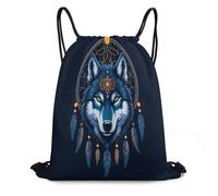 Trainer String Bags Boho Totem Native American Wolf Dream Catcher Drawstring Backpack Waterproof Pull String Sport Bags Unisex Gym Bag For Holidays Sports Yoga