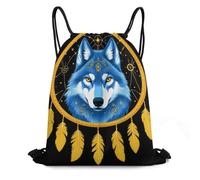 Trainer String Bags Boho Totem Native American Wolf Dream Catcher Sports Back Pack Unisex Drawstring Backpack Ideal Pull String Sport Bags For Yoga Sports Beach