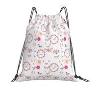 Trainer String Bags Cartoon Llama Alpaca Print Drawstring Backpack Foldable Sports Back Pack Waterproof Pull String Sport Bags For Yoga Outdoor Beach