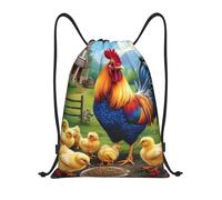 Trainer String Bags Charming Rooster Chick Farm Scene Drawstring Backpack Unisex Pull String Sport Bags Waterproof Gym Bag For Yoga Holidays Shopping