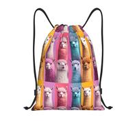 Trainer String Bags Colorful Realistic Alpaca Funny Gym Bag Lightweight Drawstring Bag Waterproof Sports Back Pack For Holidays Shopping Beach