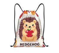 Trainer String Bags Cute Hedgehog Autumn Leaves Drawstring Backpack Unisex Sports Back Pack Ideal Pull String Sport Bags For Holidays Outdoor Beach