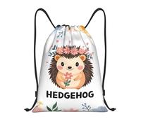 Trainer String Bags Cute Hedgehog Florals Drawstring Bag Foldable Drawstring Backpack Unisex Sports Back Pack For Beach Holidays Yoga