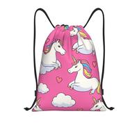 Trainer String Bags Cute Unicorns Pattern On Pink Background Sports Back Pack Ideal Drawstring Backpack Lightweight Drawstring Bag For Outdoor Holidays Shopping