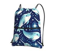 Trainer String Bags Cute-Whale-Blue-Shining Pull String Sport Bags Waterproof Gym Bag Ideal Sports Back Pack For Yoga Beach Shopping
