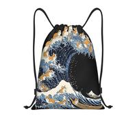 Trainer String Bags Digital Art Of Shiba Inus On Waves Drawstring Bag Foldable Pull String Sport Bags Waterproof Sports Back Pack For Beach Outdoor Shopping