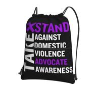 Trainer String Bags Domestic Violence Awareness Month Backpack Lightweight Drawstring Bag Waterproof String Swim For Beach Sports Holidays