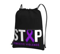 Trainer String Bags Domestic Violence Awareness Month Backpack Waterproof String Swim Foldable Drawstring Bag For Yoga Holidays Shopping
