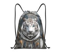 Trainer String Bags Dream Catcher With White Tiger'S Face Drawstring Backpack Waterproof Pull String Sport Bags Ideal Sports Back Pack For Yoga Outdoor Beach