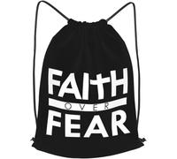 Trainer String Bags Faith Over Fear Scripture Verse Christianty Drawstring Bag Foldable Drawstring Backpack Waterproof Pull String Sport Bags For Yoga Outdoor Holidays