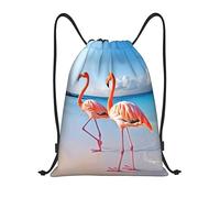 Trainer String Bags Flamingo On Beach Sports Back Pack Unisex String Swim Foldable Swim Bag For Shopping Yoga Holidays