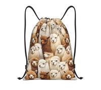 Trainer String Bags Funny Alpaca Realistic Cute Drawstring Bag Waterproof Pull String Sport Bags Foldable Drawstring Backpack For Yoga Outdoor Shopping
