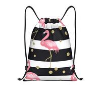 Trainer String Bags Gold Flamingo Pattern Pull String Sport Bags Lightweight Drawstring Backpack Waterproof Sports Back Pack For Holidays Yoga Sports