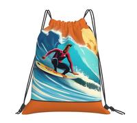 Trainer String Bags Hawaiian Surfer On Wavy Print Print Drawstring Bag Unisex Sports Back Pack Waterproof Drawstring Backpack For Beach Outdoor Holidays