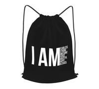 Trainer String Bags I Am Fearless, I Am Strong, I Am Blessed Pull String Sport Bags Waterproof Drawstring Bag Unisex Gym Bag For Shopping Outdoor Beach