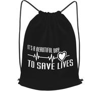 Trainer String Bags It'S A Beautiful Day To Save Lives Pull String Sport Bags Unisex Drawstring Bag Waterproof Gym Bag For Beach Outdoor Yoga