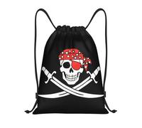 Trainer String Bags Jolly Roger Pirate Flag Drawstring Bag Foldable Sports Back Pack Waterproof String Swim For Sports Yoga Holidays