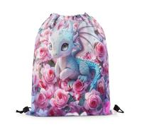 Trainer String Bags Kawaii Dragon Western Animal Magical Drawstring Bag Lightweight String Swim Foldable Sports Back Pack For Holidays Beach Yoga