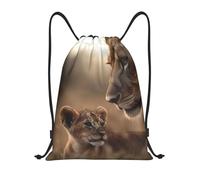 Trainer String Bags Lioness With Cub Pattern Sports Back Pack Ideal Pull String Sport Bags Foldable Drawstring Bag For Shopping Sports Beach