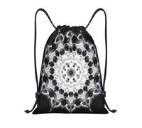 Trainer String Bags Monochrome Fractal Mandala Pattern Digital Art Pull String Sport Bags Ideal Gym Bag Waterproof Drawstring Backpack For Yoga Outdoor Holidays