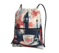 Trainer String Bags Newspaper-London-Retro Drawstring Bag Waterproof Pull String Sport Bags Unisex Drawstring Backpack For Holidays Outdoor Yoga