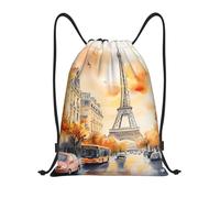 Trainer String Bags Paris Tower Painting Pattern Gym Bag Lightweight Pull String Sport Bags Unisex Sports Back Pack For Shopping Holidays Yoga