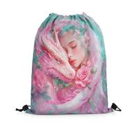 Trainer String Bags Pink Dragon 3D Magical Animal Gorgeous Princess Draw Drawstring Bag Unisex Backpack Waterproof Sports Back Pack For Sports Holidays Yoga