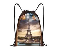 Trainer String Bags Romantic Paris Eiffel Tower Print Swim Bag Unisex Sports Back Pack Waterproof Drawstring Bag Foryoga Holidays Beach