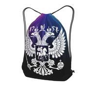 Trainer String Bags Russia Flag Russian Emblem Pull String Sport Bags Foldable Drawstring Bag Waterproof Drawstring Backpack For Beach Yoga Shopping